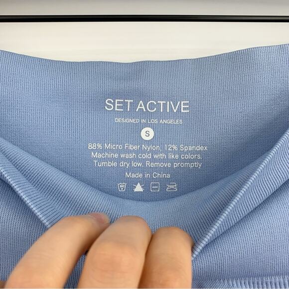 SET ACTIVE Sculptflex Seamless Leggings, Box Tank Sports Bra Blue Lagoon S/S - Picture 5 of 7